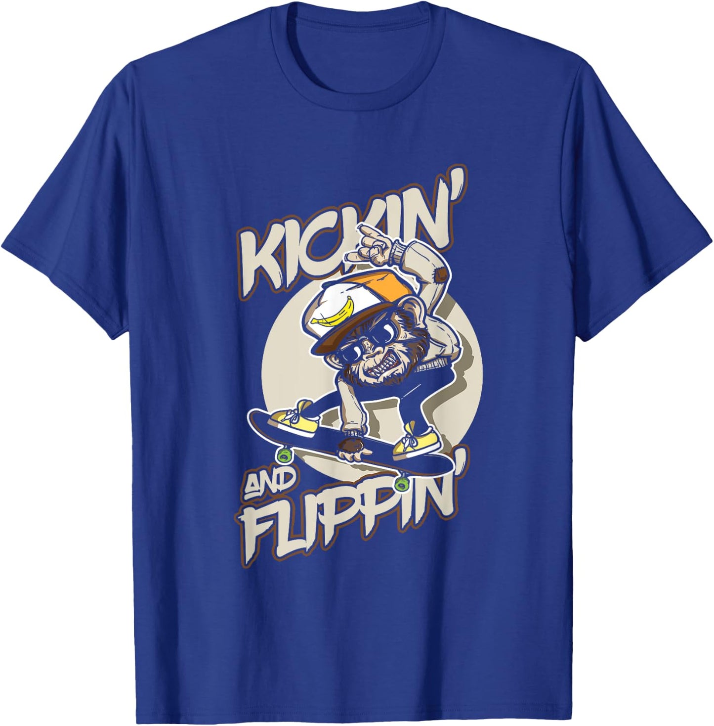 Skateboarder Kickin Flippin Skateboarding T-Shirt - T-Shirt | Royal