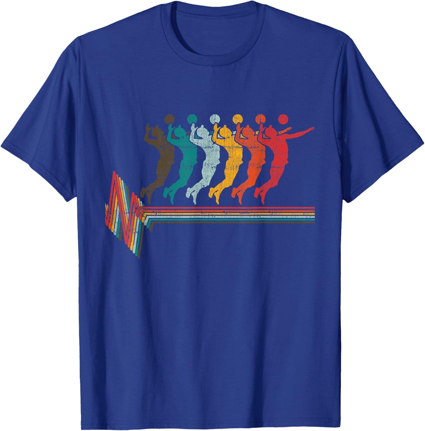 Vintage Volleyball Heartbeat- Beach Volleyball Gift T-Shirt - T-Shirt | Royal