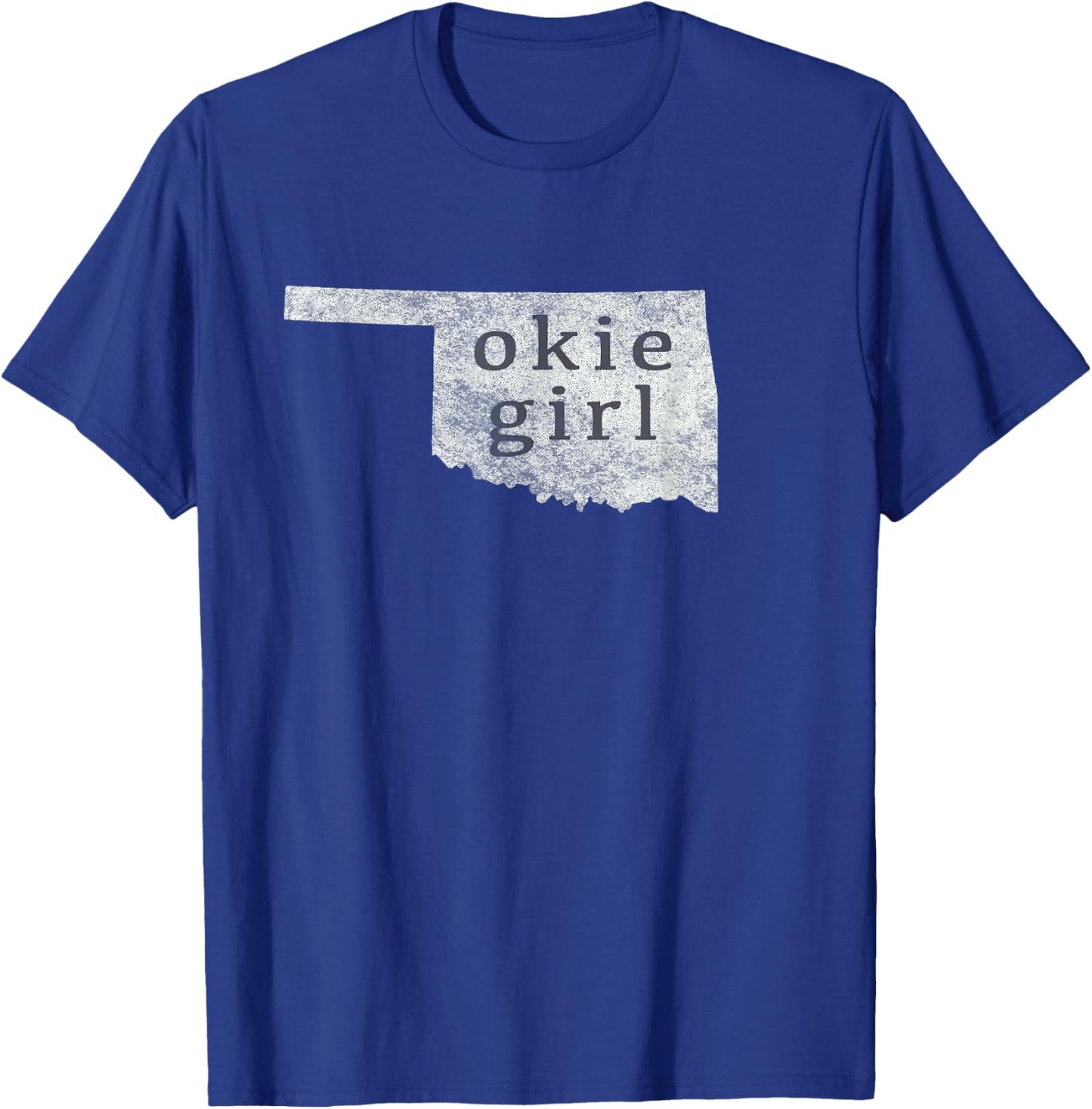 Okie Girl White Distressed Style T-Shirt - T-Shirt | Royal