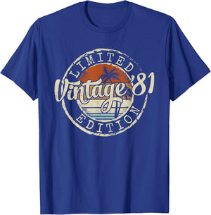 Vintage 1981 44th Birthday Gifts 44 Year Old Women T-Shirt - T-Shirt | Royal