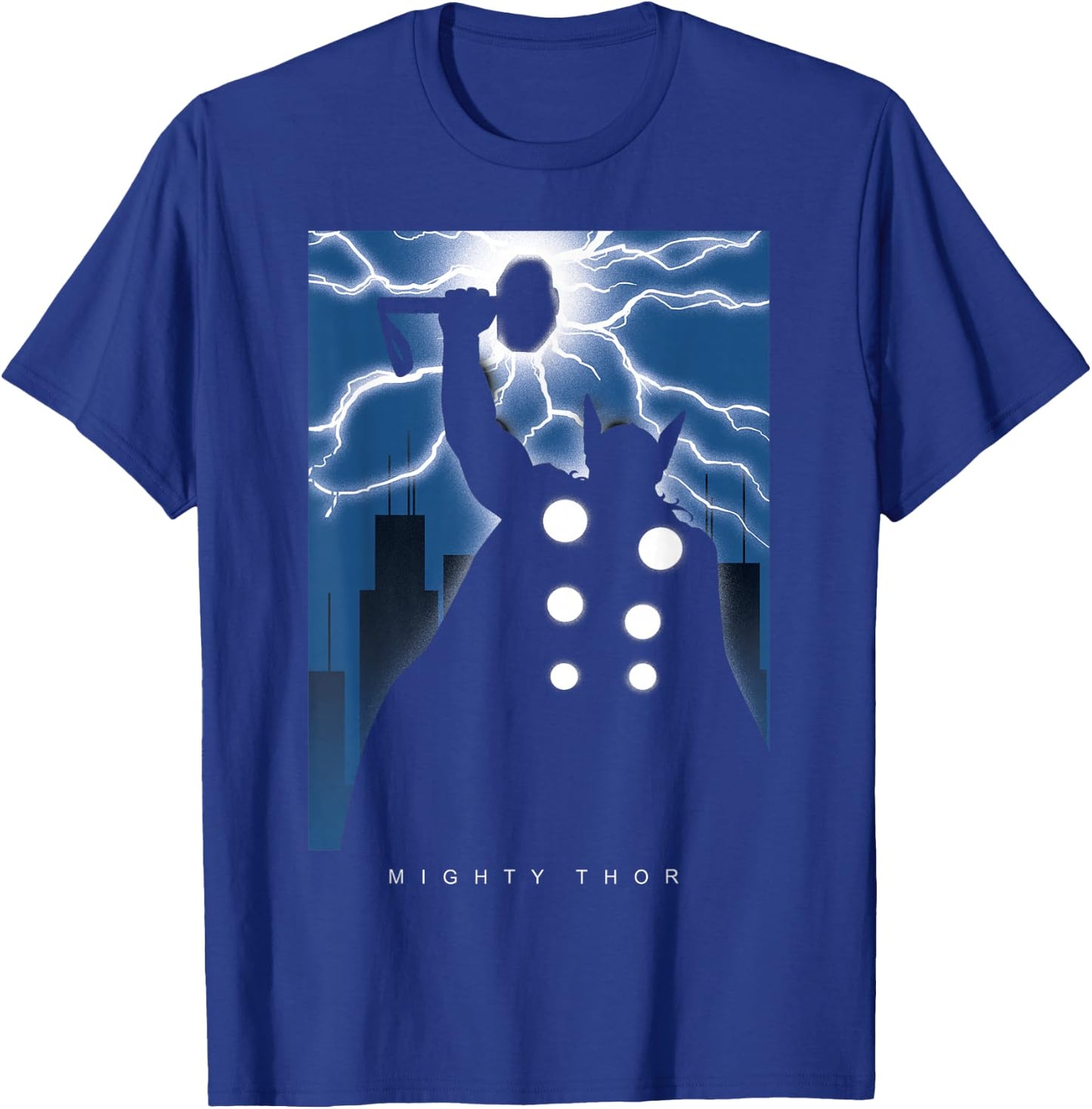 Marvel Thor Mighty Deco-Style Lightning Silhouette T-Shirt - T-Shirt | Royal