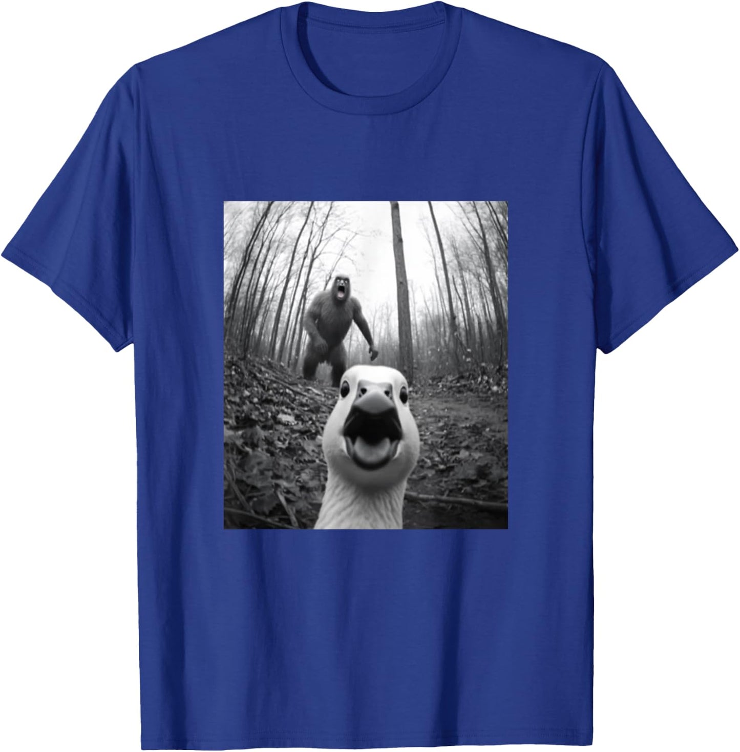 Silly Goose Bigfoot Selfie Funny Duck Men Women Kids Animal T-Shirt - T-Shirt | Royal