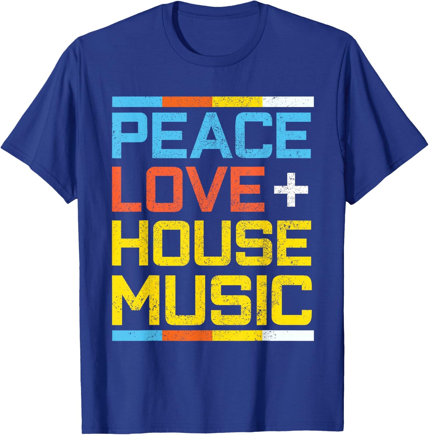 House Music Vintage Retro Peace Love EDM DJ Gift T-Shirt - T-Shirt | Royal