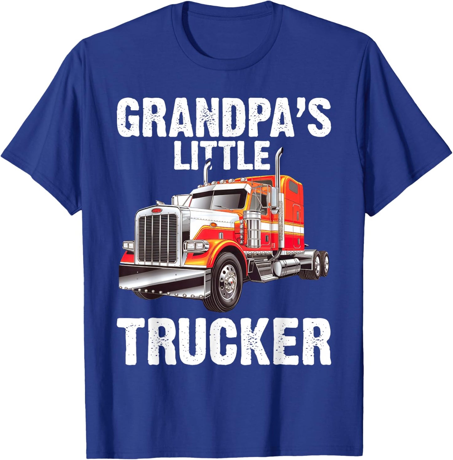 Boys Kids Semi Truck Grandpa's Little Trucker T-Shirt - T-Shirt | Royal