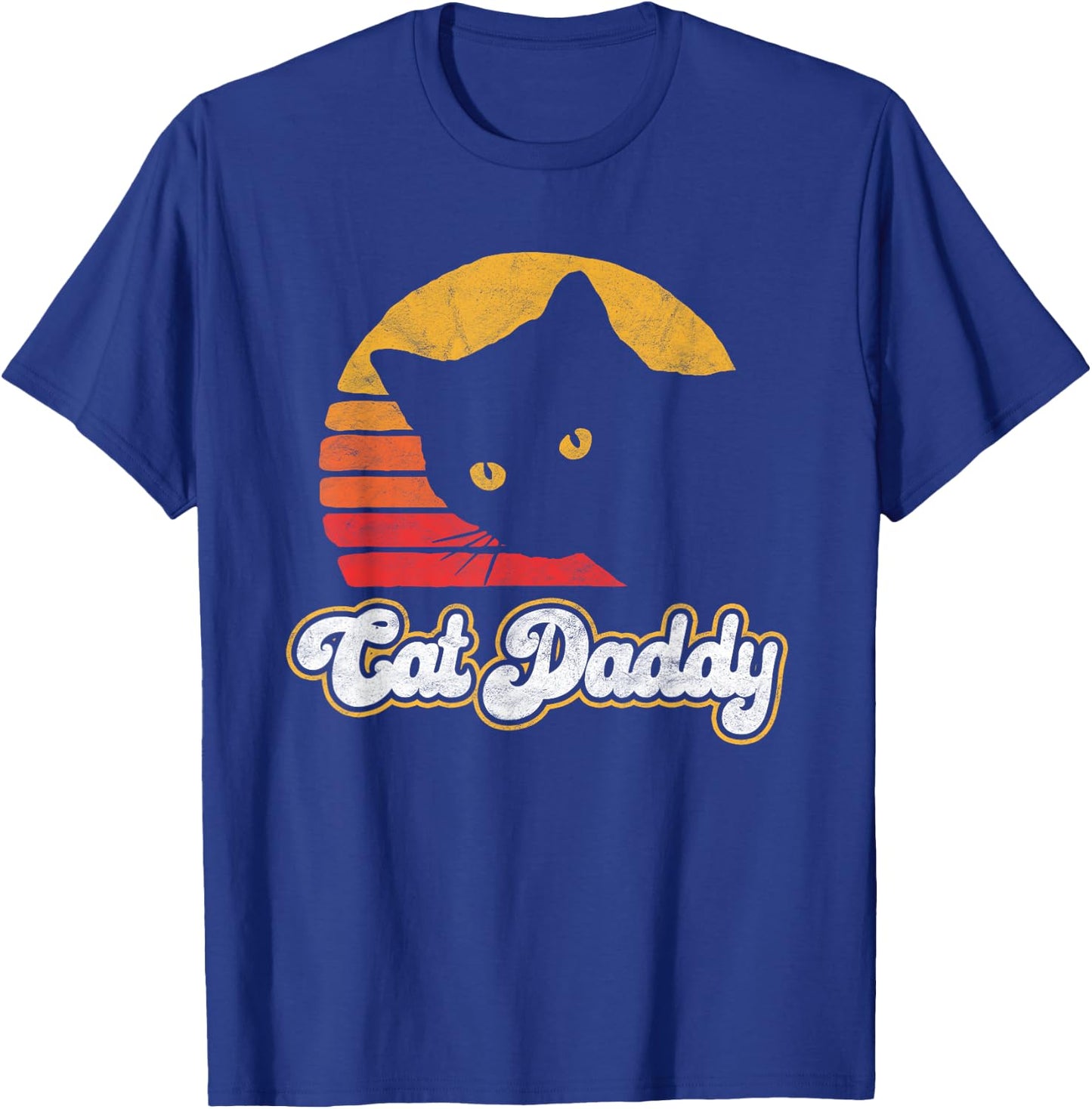 Cat Daddy! Funny Vintage Eighties Style Cat Retro Distressed T-Shirt - T-Shirt | Royal