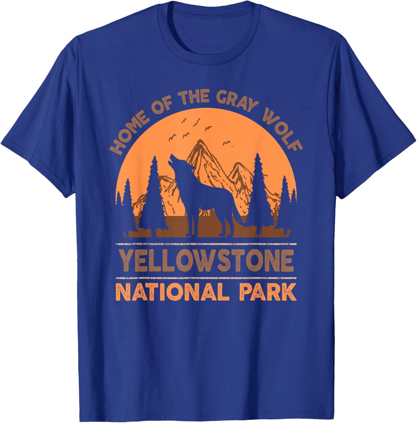 Yellowstone National Park T shirt US Wolf Vintage Men Women T-Shirt - T-Shirt | Royal