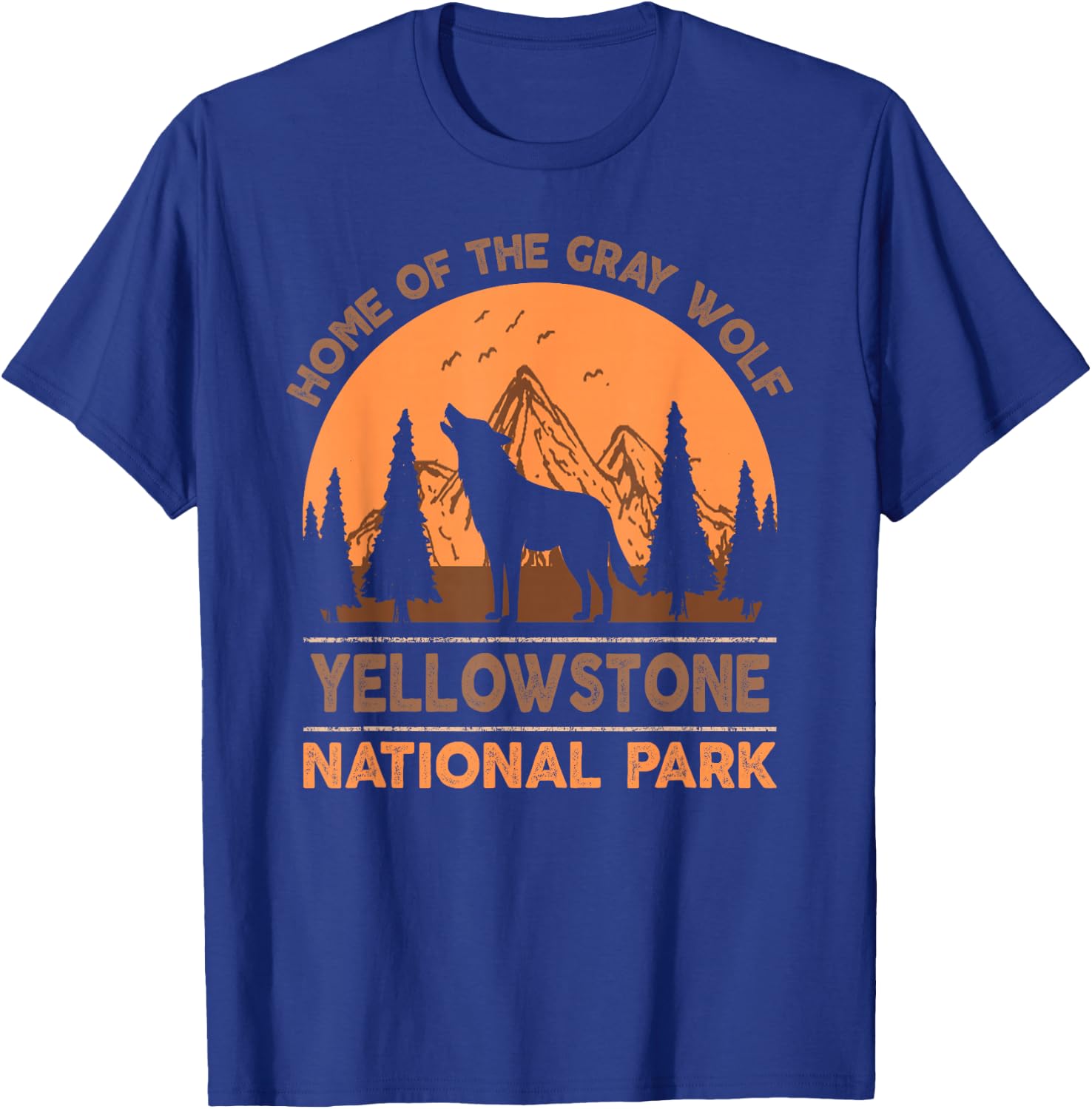 Yellowstone National Park T shirt US Wolf Vintage Men Women T-Shirt - T-Shirt | Royal