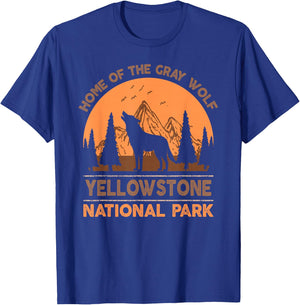 Yellowstone National Park T shirt US Wolf Vintage Men Women T-Shirt - T-Shirt | Royal