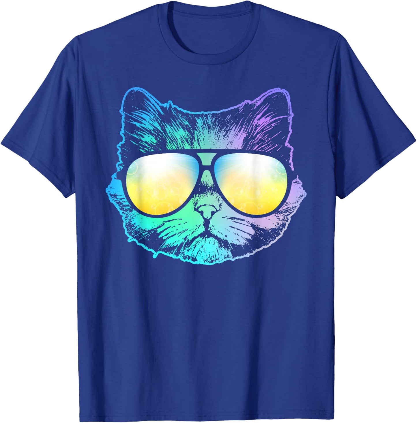 Cat Neon Face Shirt For Kitty Or Kitten Lovers Men Women Kids T-Shirt - T-Shirt | Royal