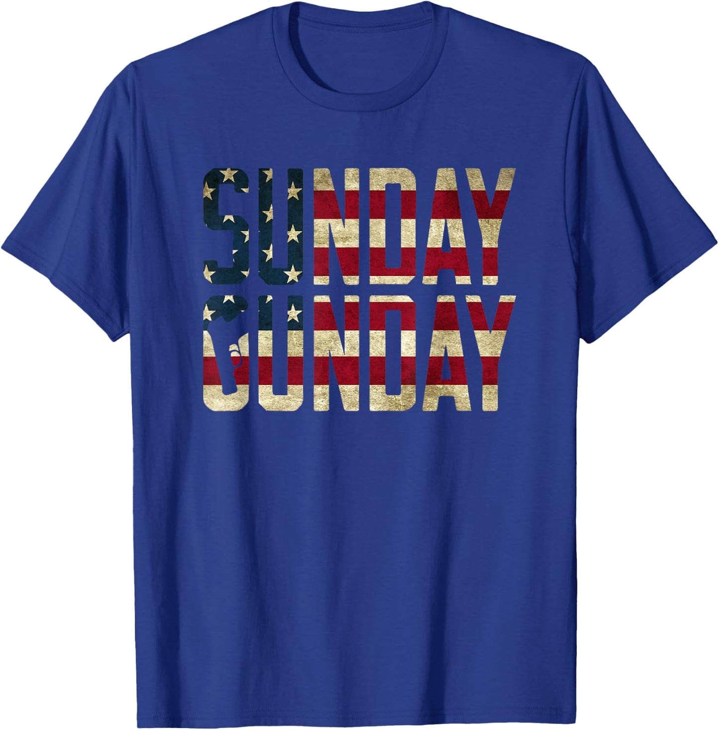 American Flag Sunday Gunday Gun Pistol Firearms T-Shirt - T-Shirt | Royal