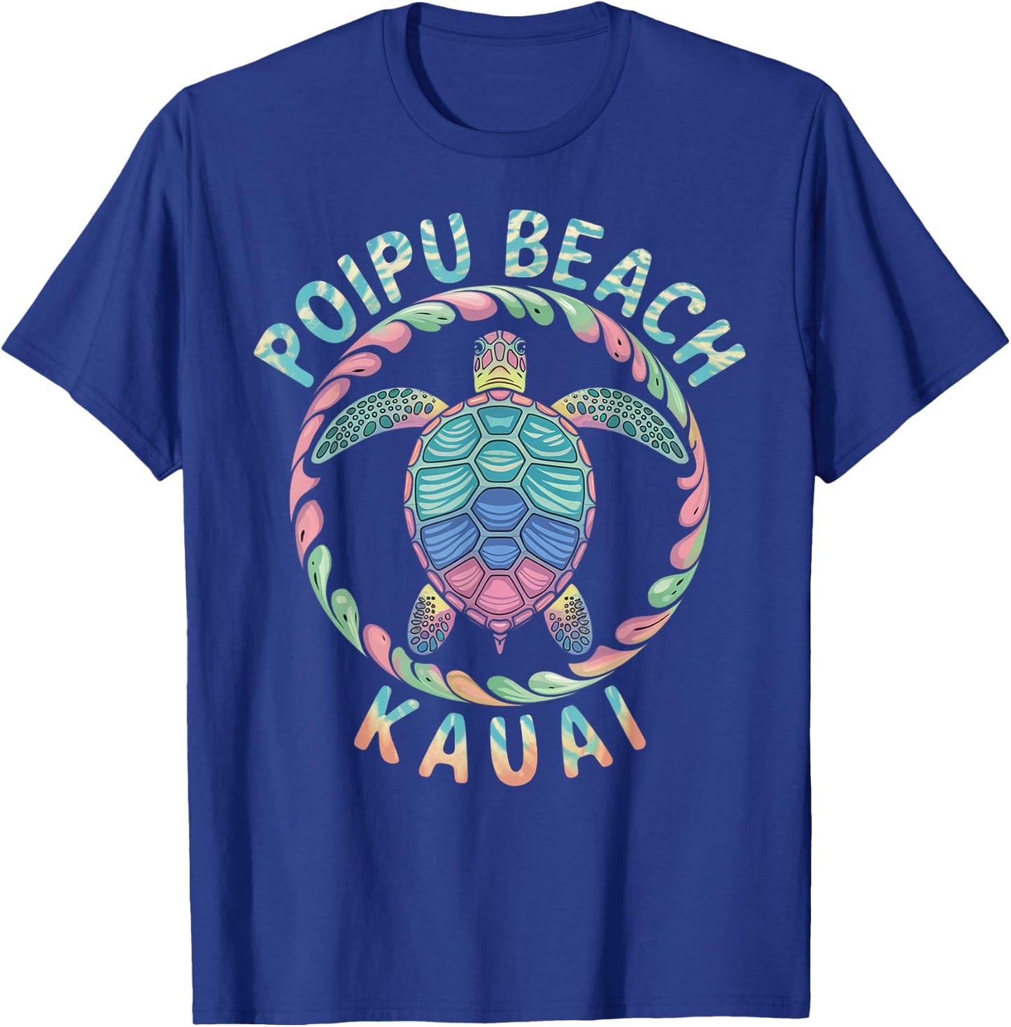 Poipu Beach Kauai Hawaii Islands Tie Dye Tribal Turtle T-Shirt - T-Shirt | Royal