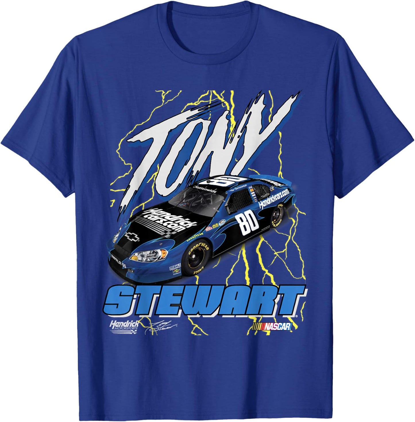 Hendrick Motorsports Tony Stewart Lightning #80 Poster T-Shirt - T-Shirt | Royal