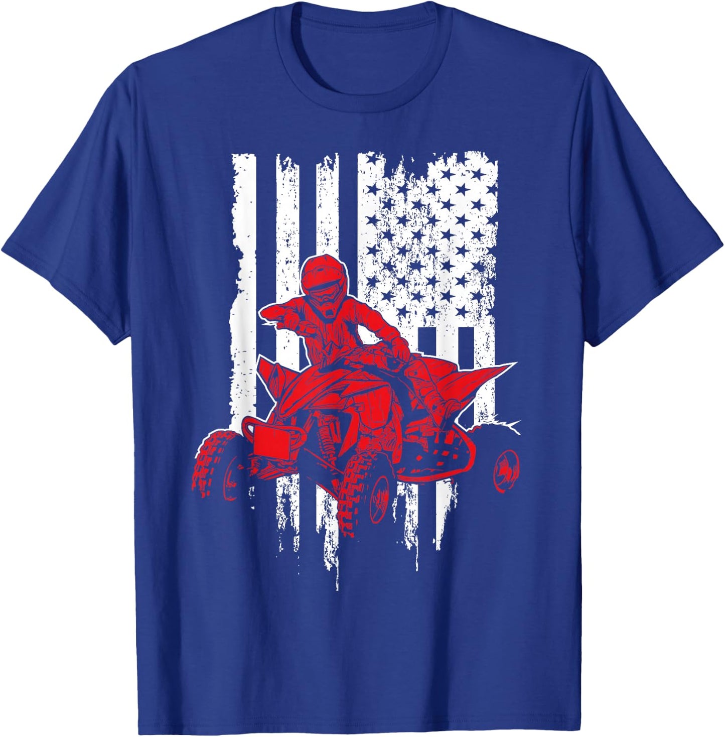 Vintage All-Terrain Vehicles Four Wheeler ATV American Flag T-Shirt - T-Shirt | Royal