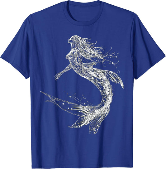 Mermaid Mythical Graphic Fantasy Illustration Mermaid T-Shirt - T-Shirt | Royal