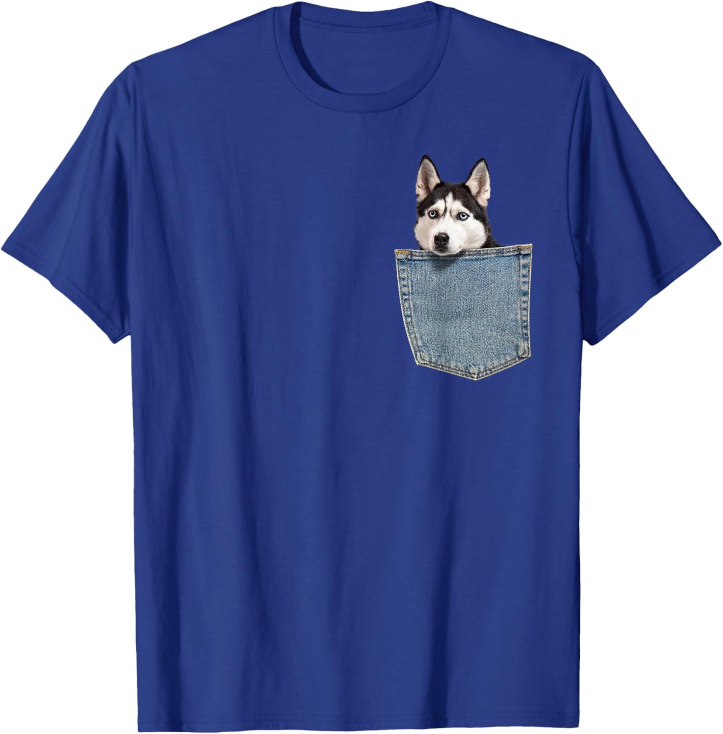 Husky in My Pocket Peeking Husky Funny Shirt Dog Animal Women Kids T-Shirt - T-Shirt | Royal