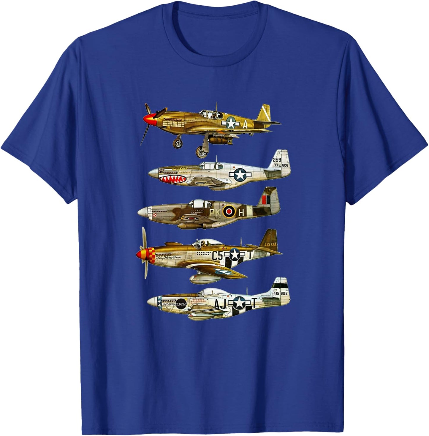 North American P-51 Mustang WW2 Fighter T-Shirt - T-Shirt | Royal