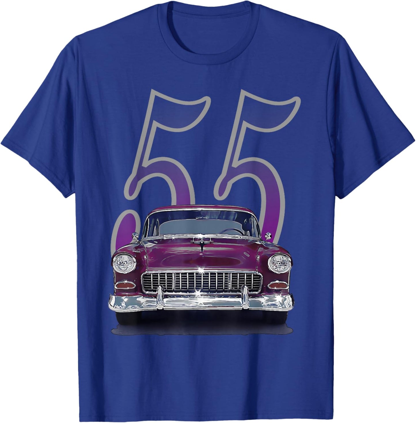 1955 55 Bel air Vintage 50s Silhouette Classic Old Hot Rod T-Shirt - T-Shirt | Royal