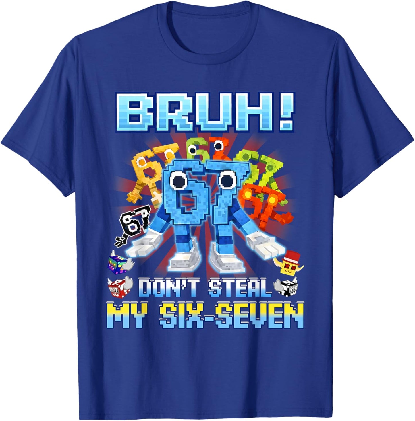 Don't Steal My Six Seven 67 Brainrot Meme Gifts Kids Boys T-Shirt - T-Shirt | Royal