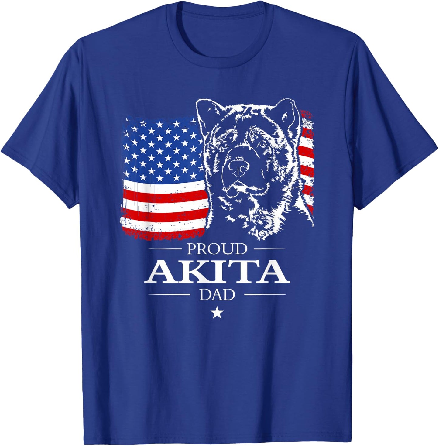 Funny Proud Akita Dad American Flag patriotic dog gift T-Shirt - T-Shirt | Royal