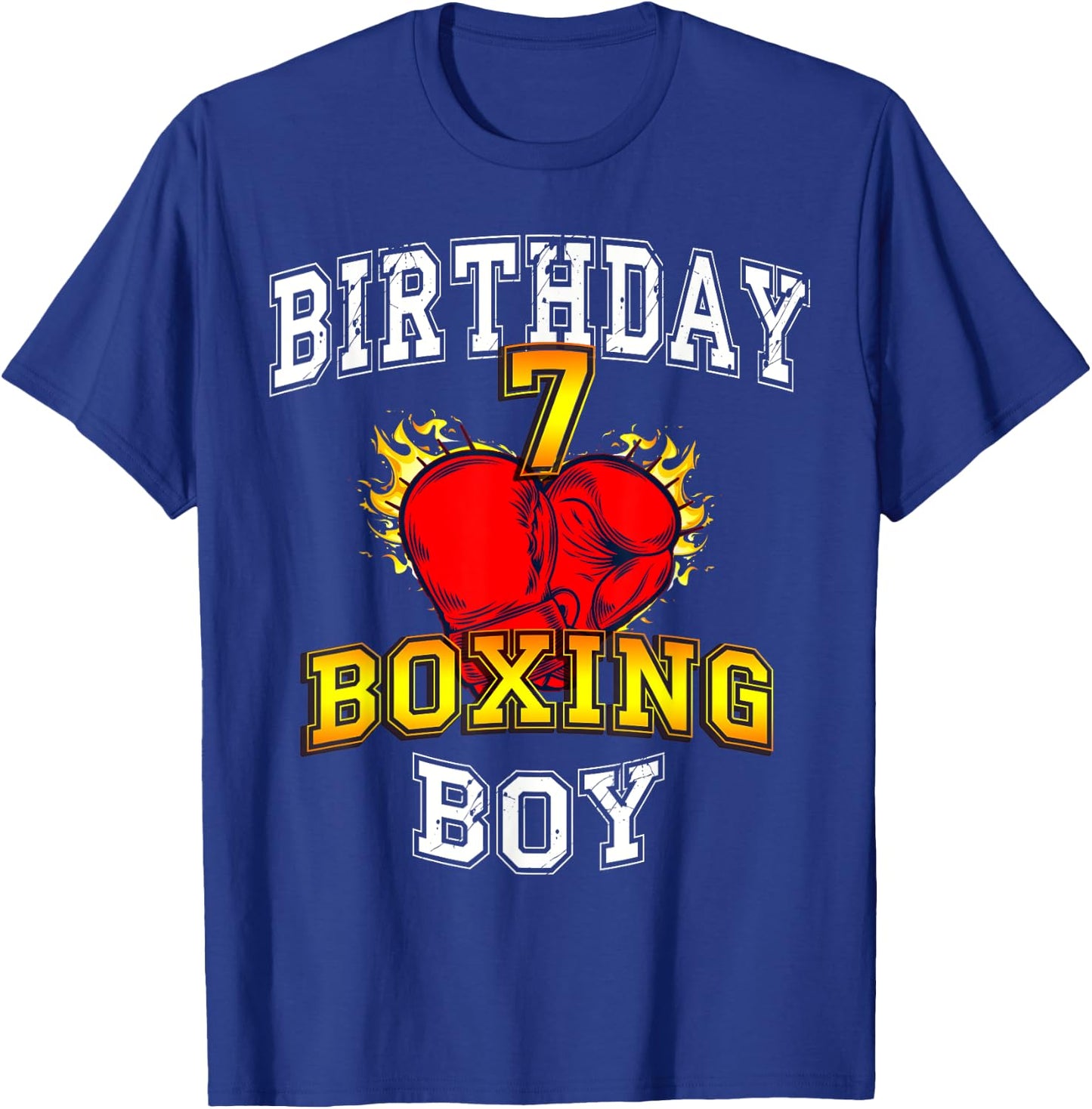 7th Birthday Boy Shirt - Boxing 7 years old kid T-Shirt - T-Shirt | Royal