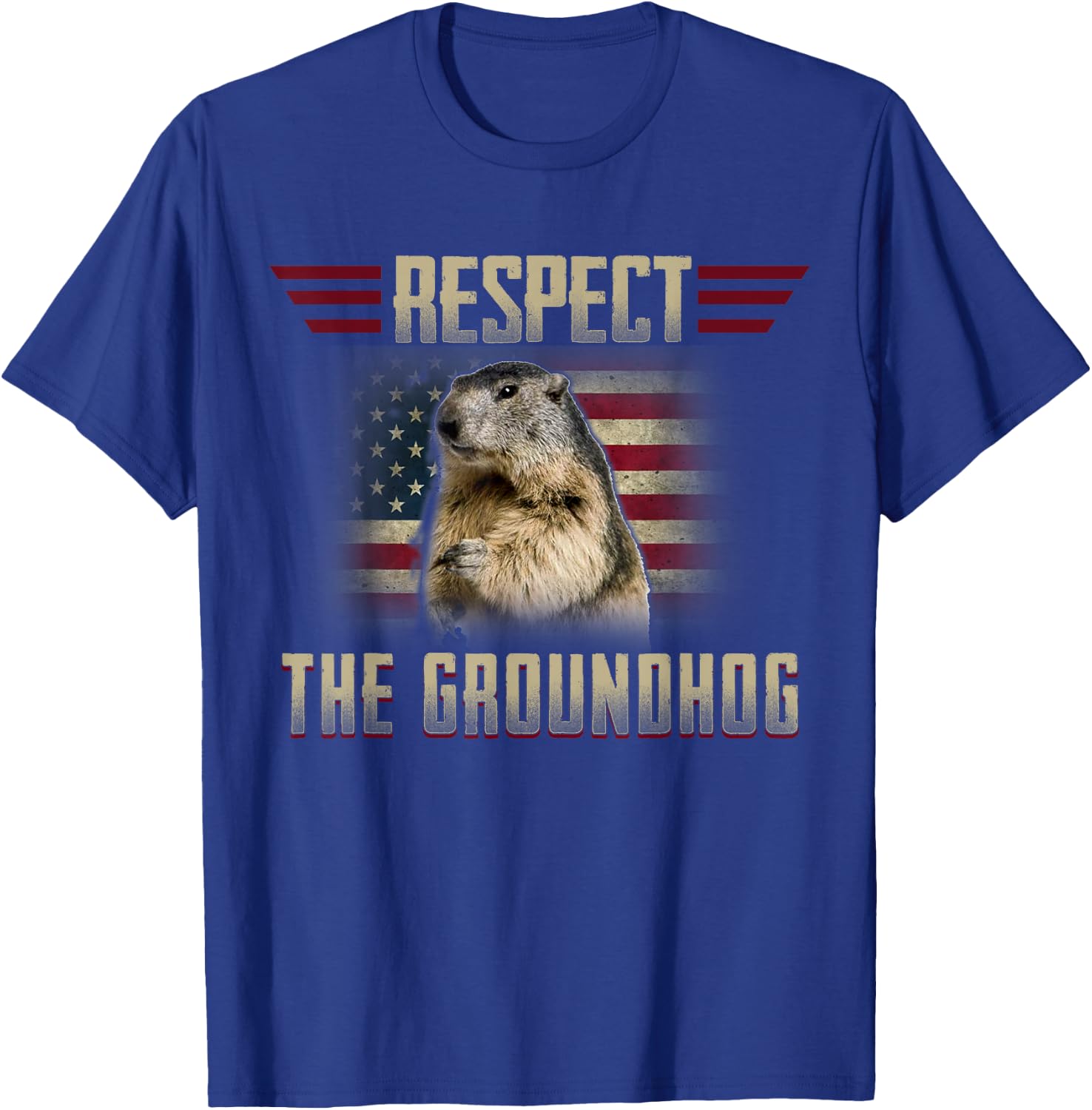 Respect The Groundhog Woodchuck Photo GroundHog Day T-Shirt - T-Shirt | Royal