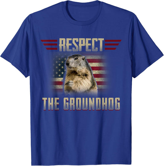 Respect The Groundhog Woodchuck Photo GroundHog Day T-Shirt - T-Shirt | Royal