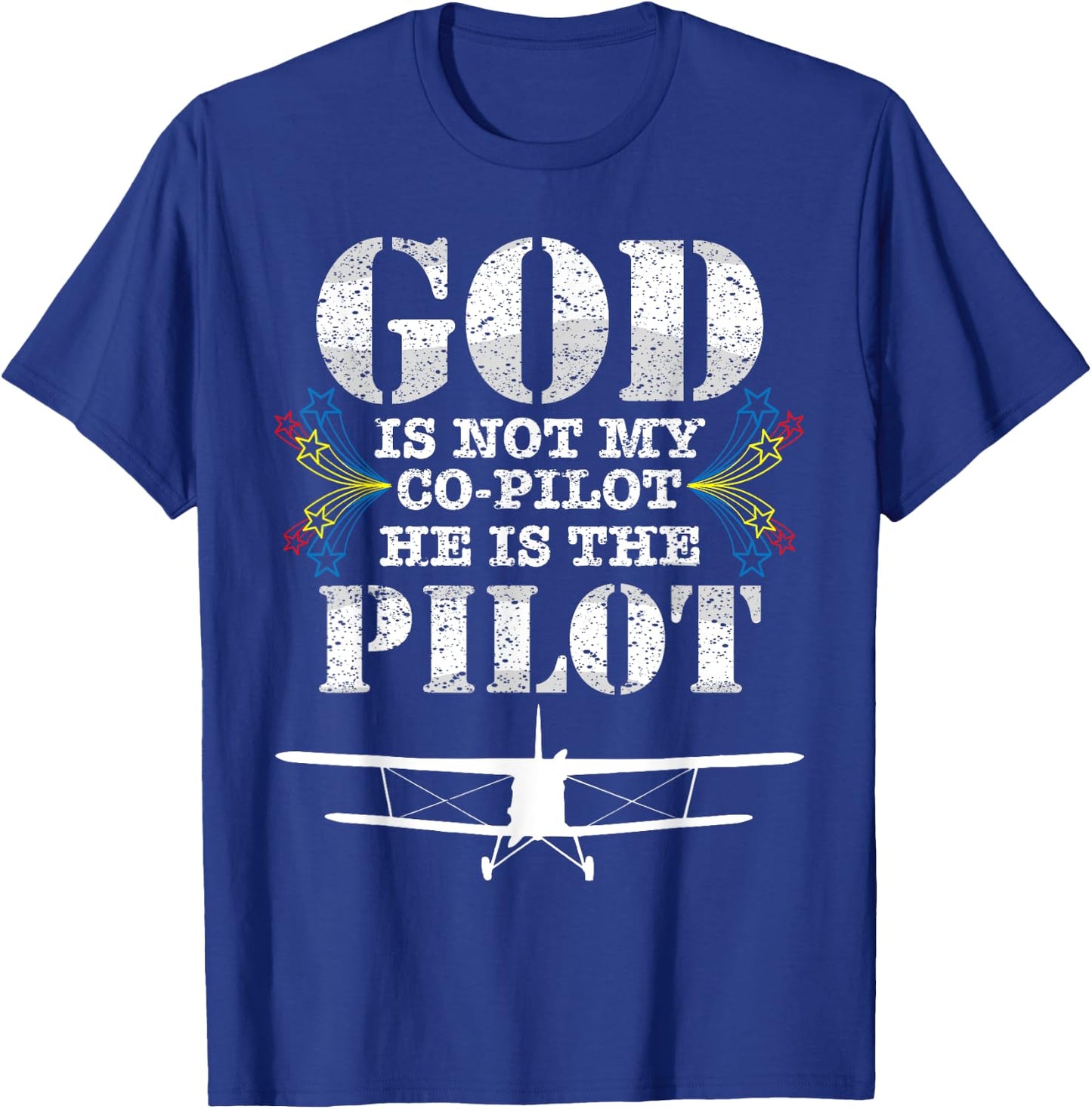 Cool God Is My Pilot | Funny Christian Airplane Control Gift T-Shirt - T-Shirt | Royal
