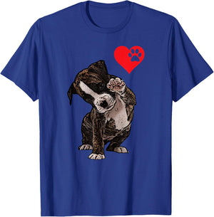 High Five Heart Bulldog Pup I Love Boxer Dog Lovers Bulldogs T-Shirt - T-Shirt | Royal