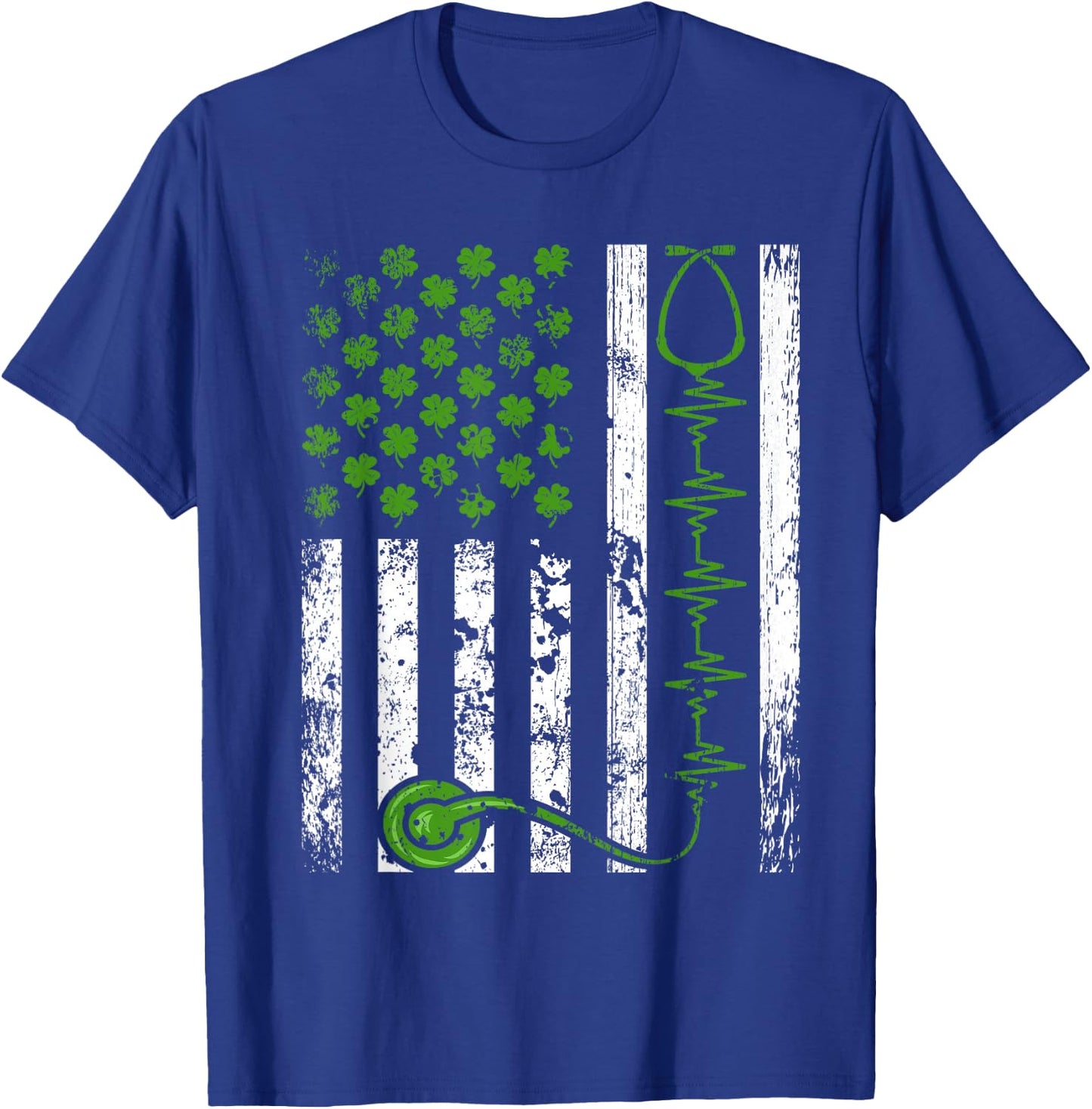 Irish Nurse St Patrick's Day Shirt Nurse Irish American Flag T-Shirt - T-Shirt | Royal