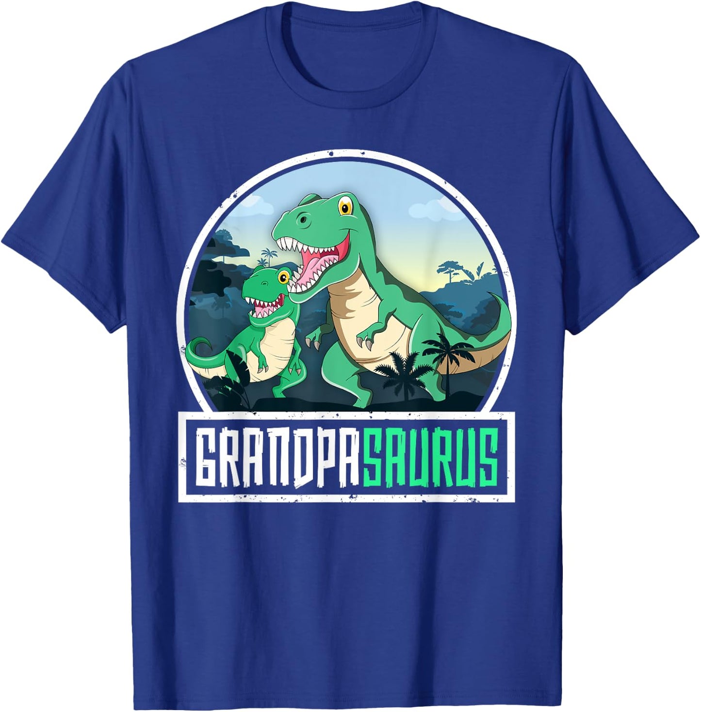 Grandpasaurus T-Rex Dinosaur Saurus Grandpa Matching Family T-Shirt - T-Shirt | Royal