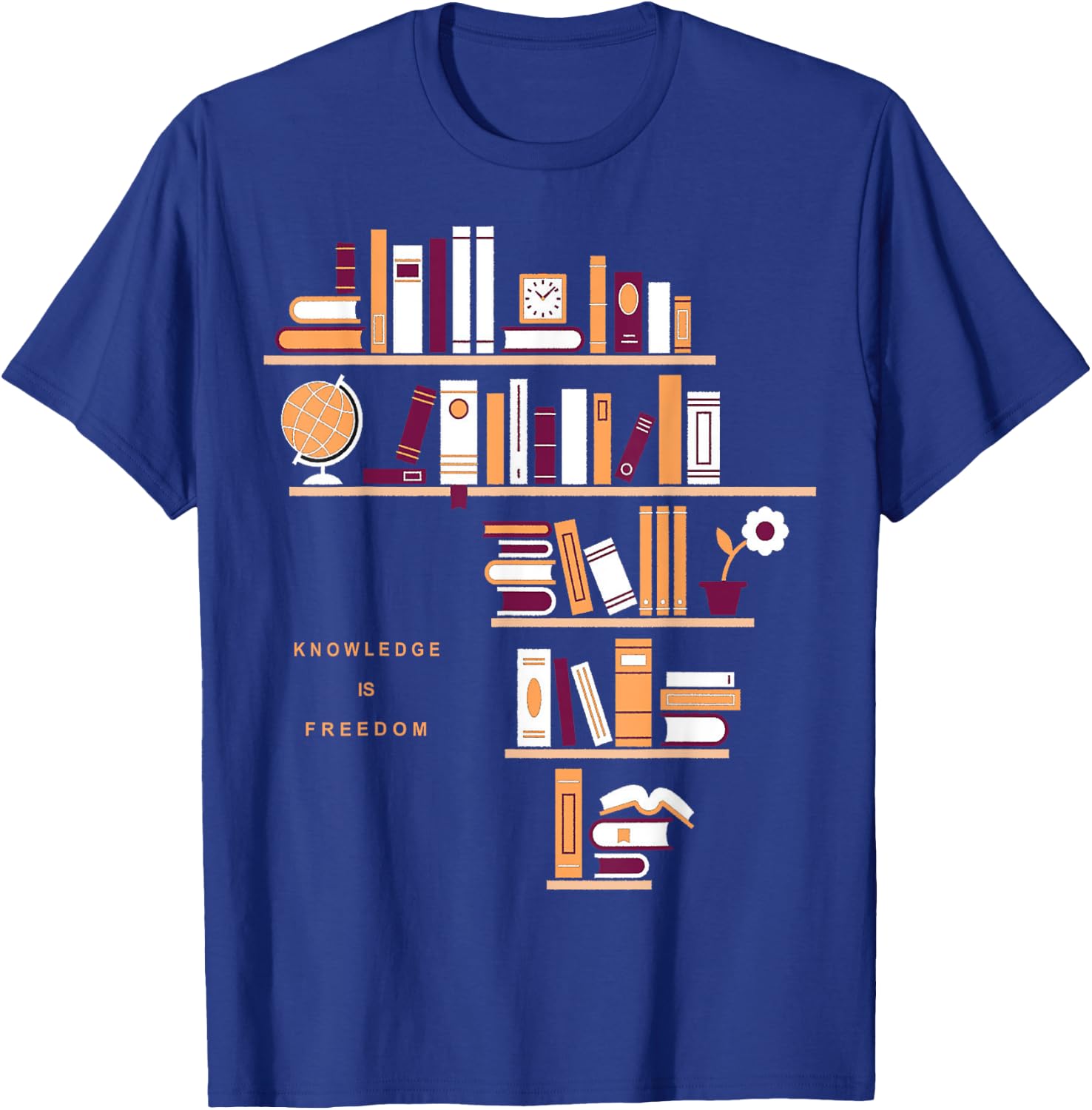 Africa Knowledge Is Freedom Library Book T- Shirt T-Shirt - T-Shirt | Royal