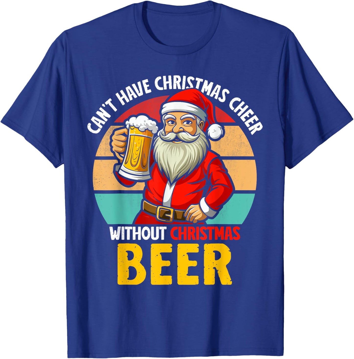 Santa Claus Christmas Beer Drinking Funny 2024 Xmas Party T-Shirt - T-Shirt | Royal