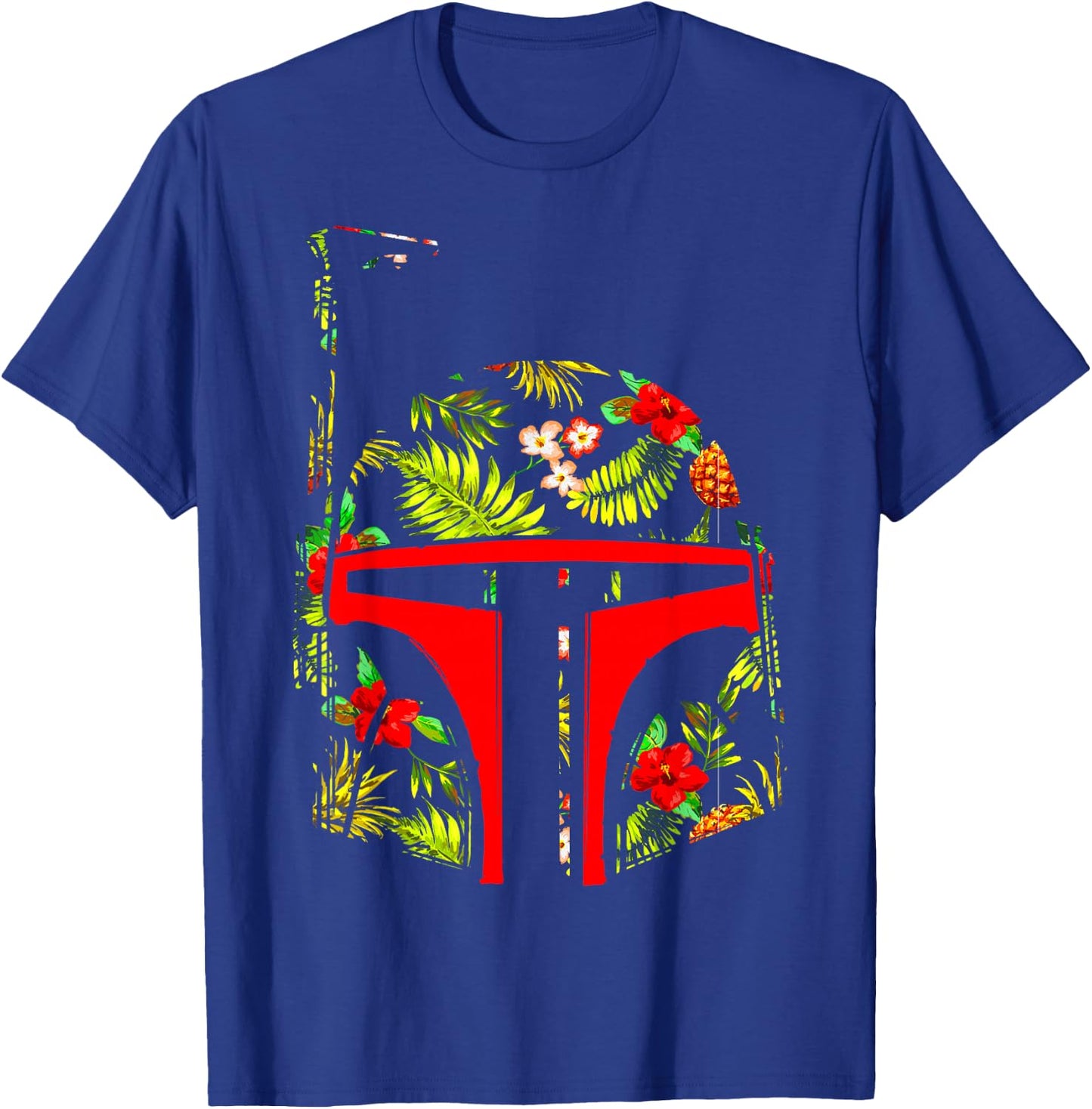 Star Wars Boba Fett Tropical Print Helmet T-Shirt - T-Shirt | Royal