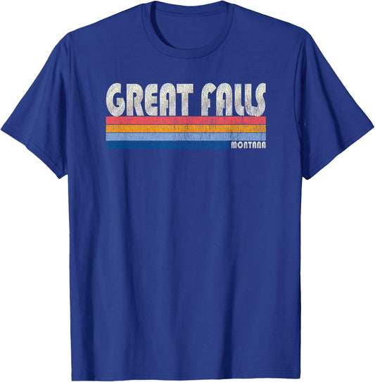 Vintage 70s 80s Style Great Falls MT T-Shirt - T-Shirt | Royal