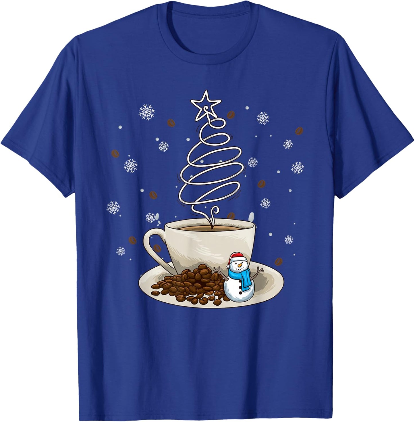 Fun Winter Snowman Holiday Coffee Drinker Barista T-Shirt - T-Shirt | Royal