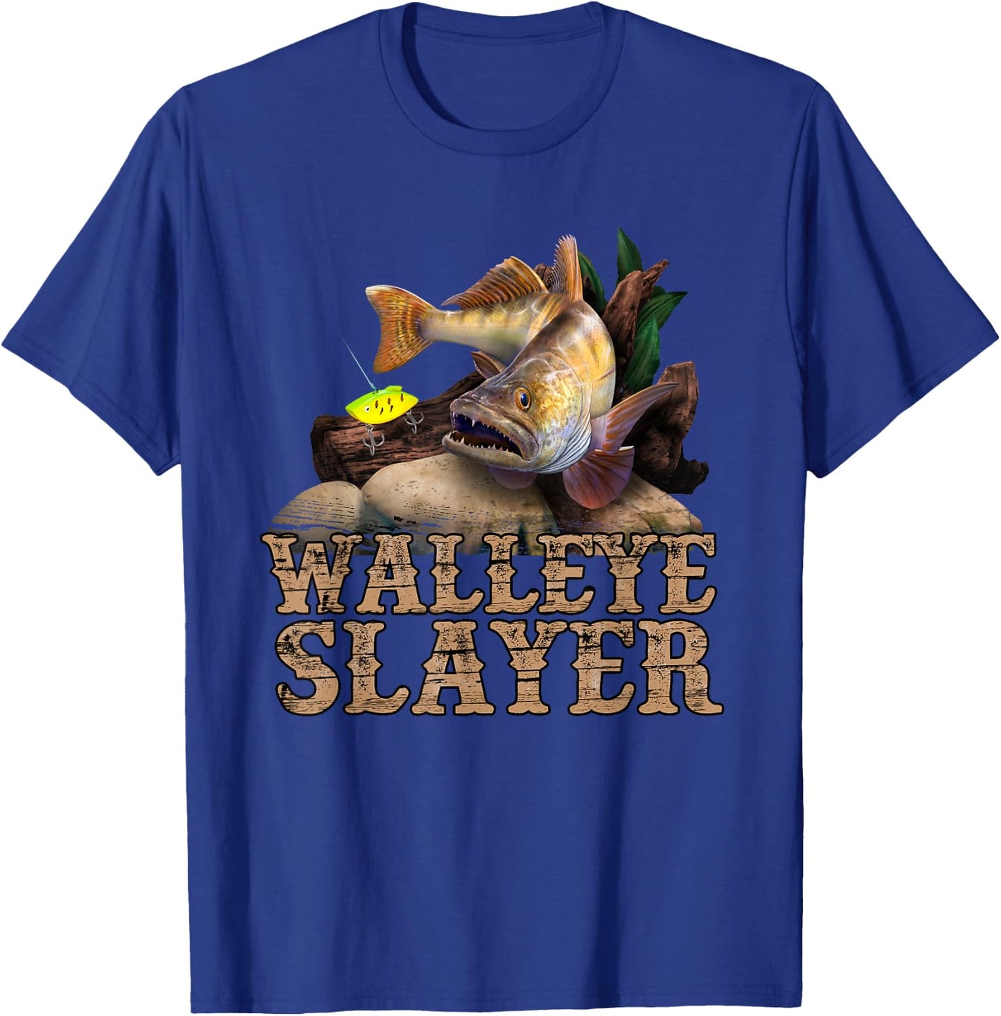 Walleye Fishing Funny Quote Walleye Slayer T-Shirt - T-Shirt | Royal
