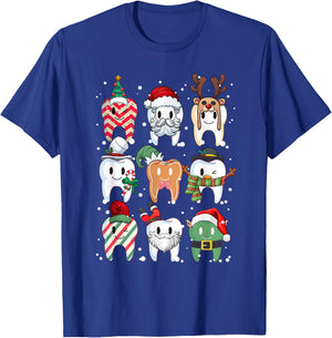 Tooth Dentist Dental Assistant Teeth Christmas Xmas Pajamas T-Shirt - T-Shirt | Royal