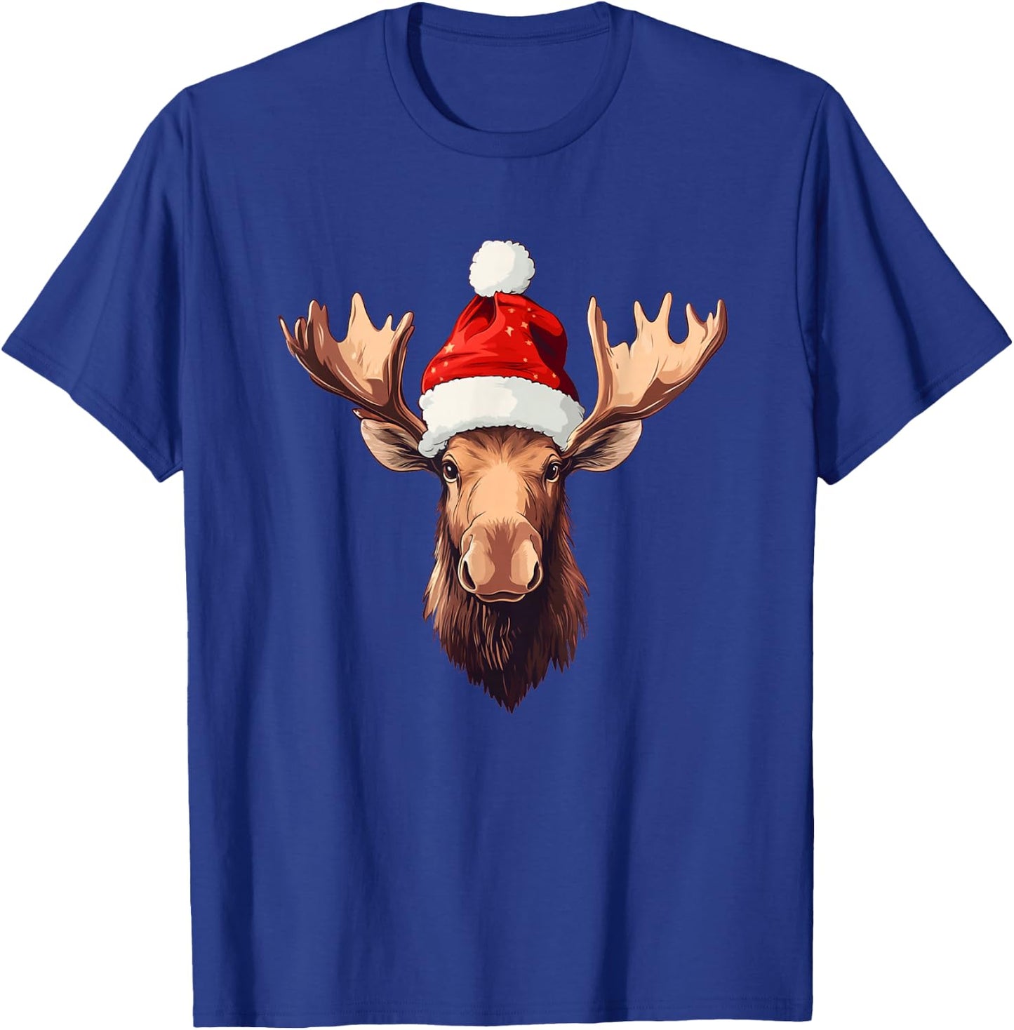 Moose Face with Santa Claus Hat Costume for Boys and Girls T-Shirt - T-Shirt | Royal
