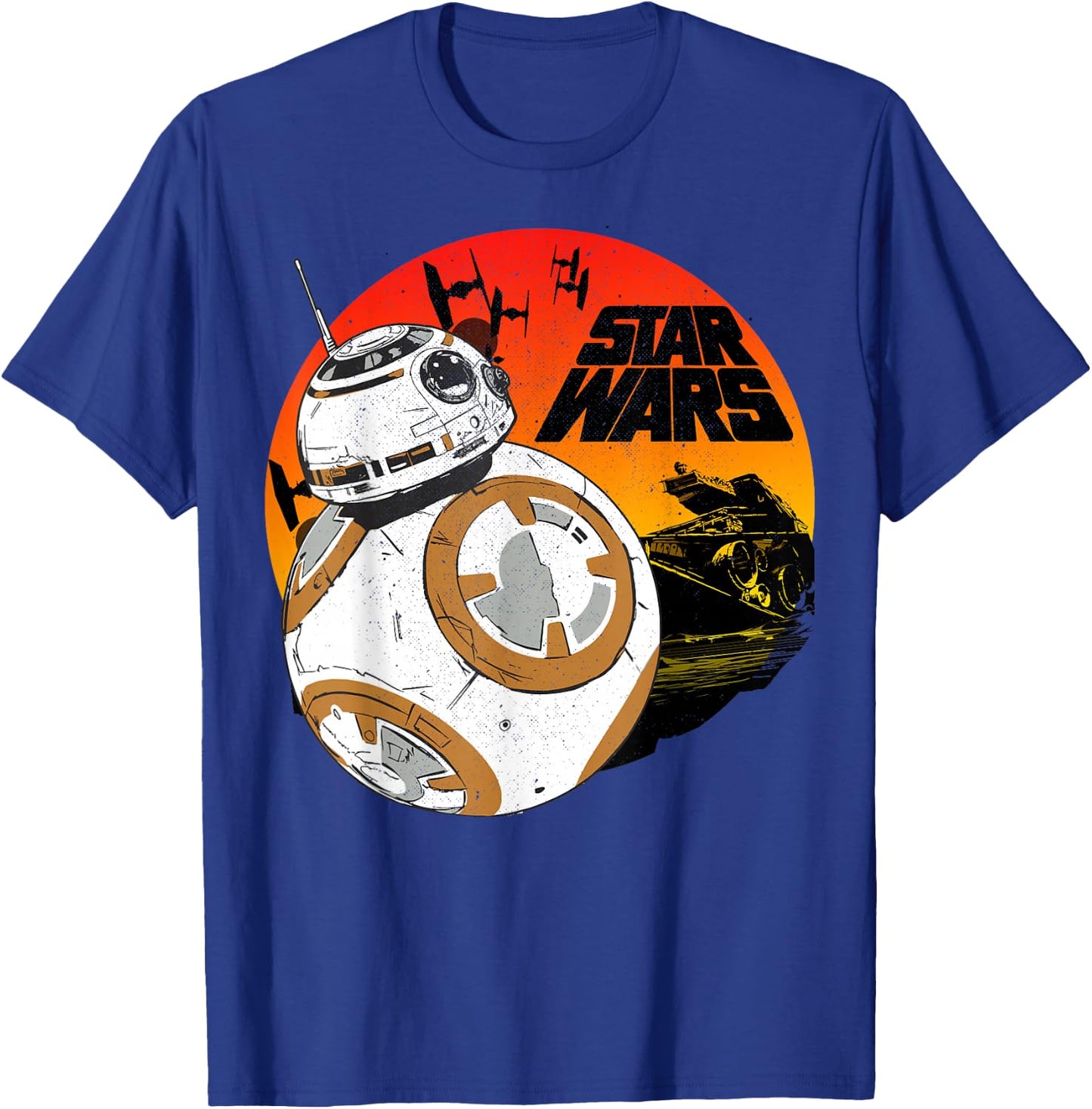 Star Wars Last Jedi BB-8 Retro Sunset Rollabout T-Shirt - T-Shirt | Royal