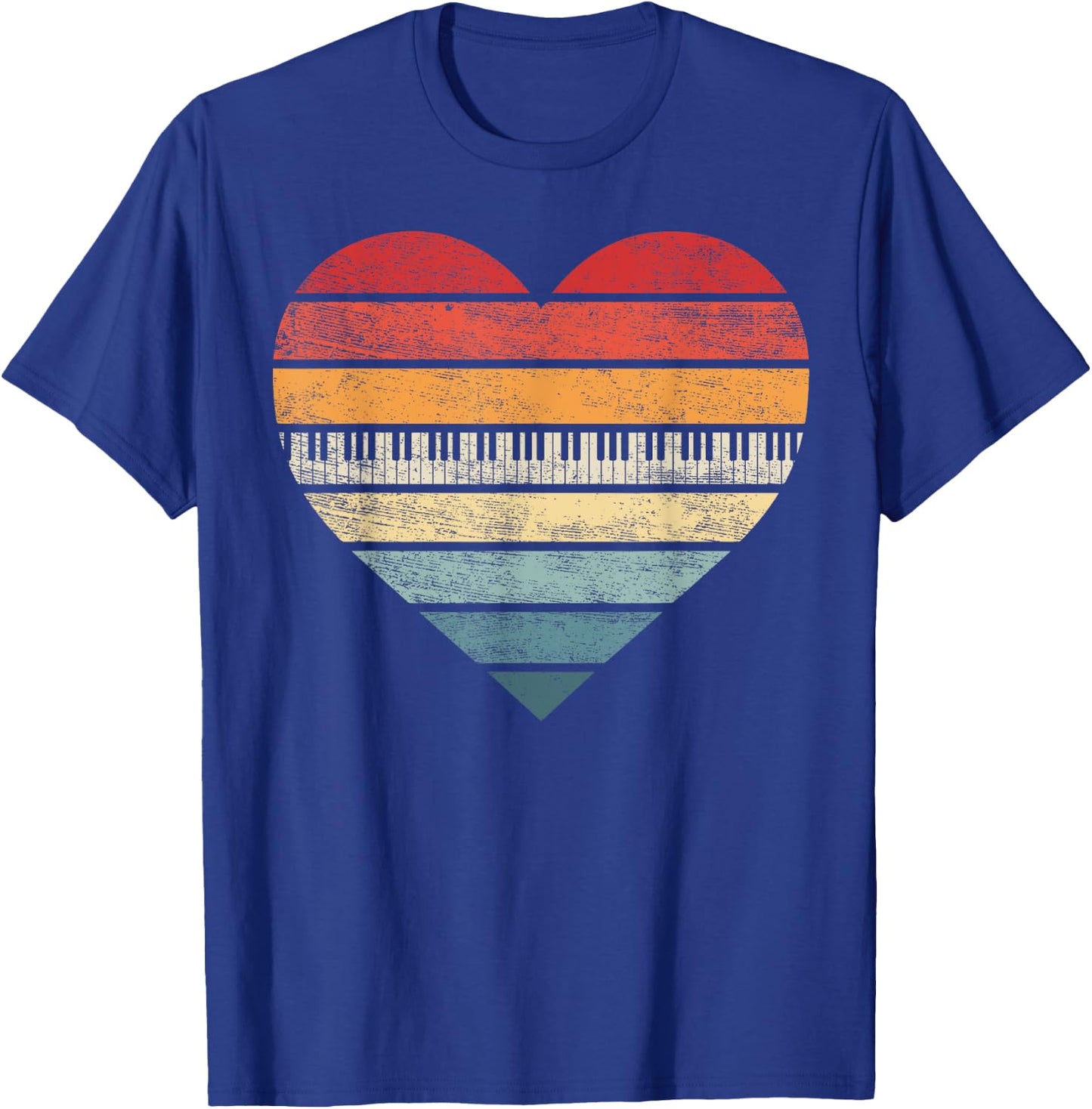 Pianist Gifts Retro Sunset Piano Keyboard Player Teacher T-Shirt - T-Shirt | Royal