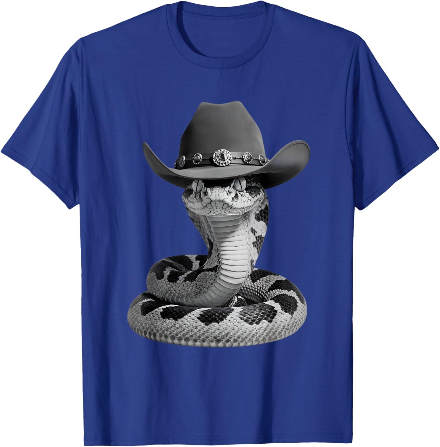 Funny Snake In Cowboy Hat Wild West Cowboy Rattlesnake Lover T-Shirt - T-Shirt | Royal