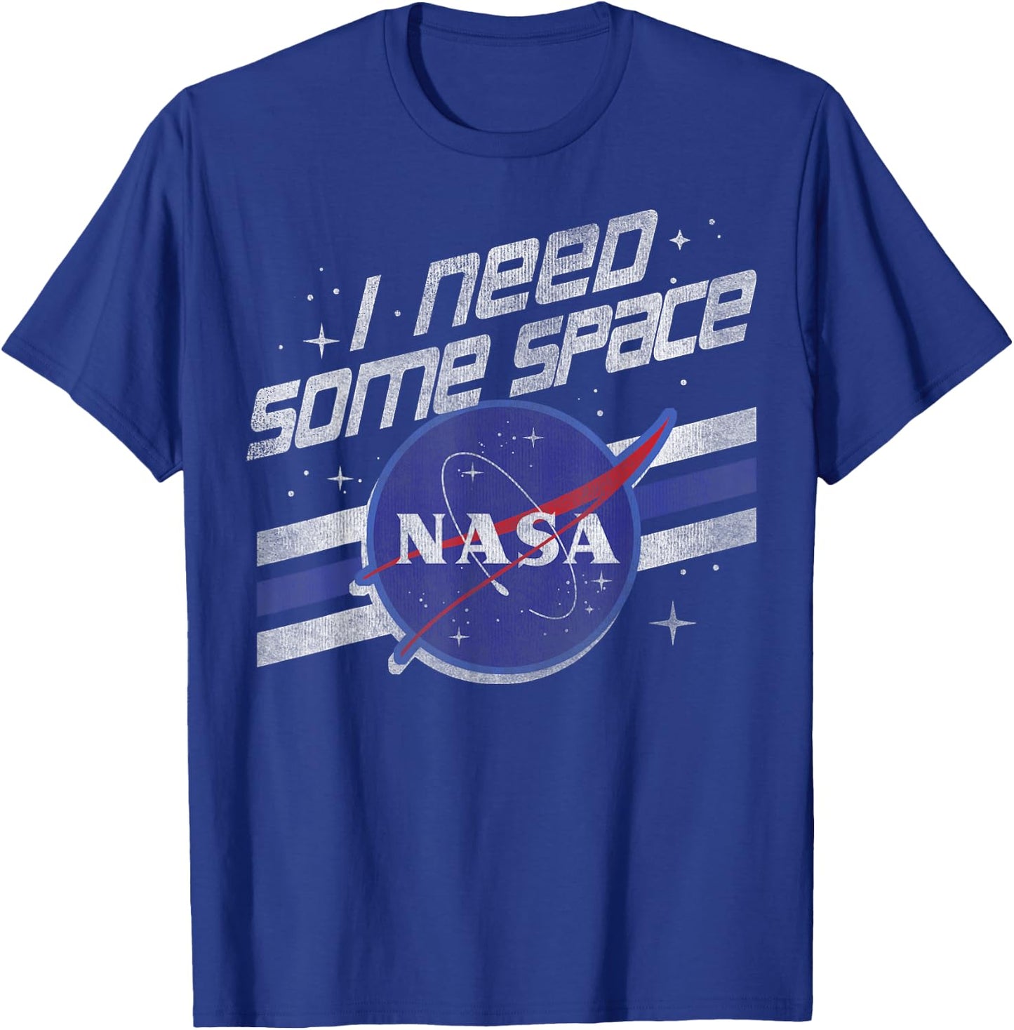 NASA I Need Some Space Vintage Retro Stripe Badge T-Shirt - T-Shirt | Royal