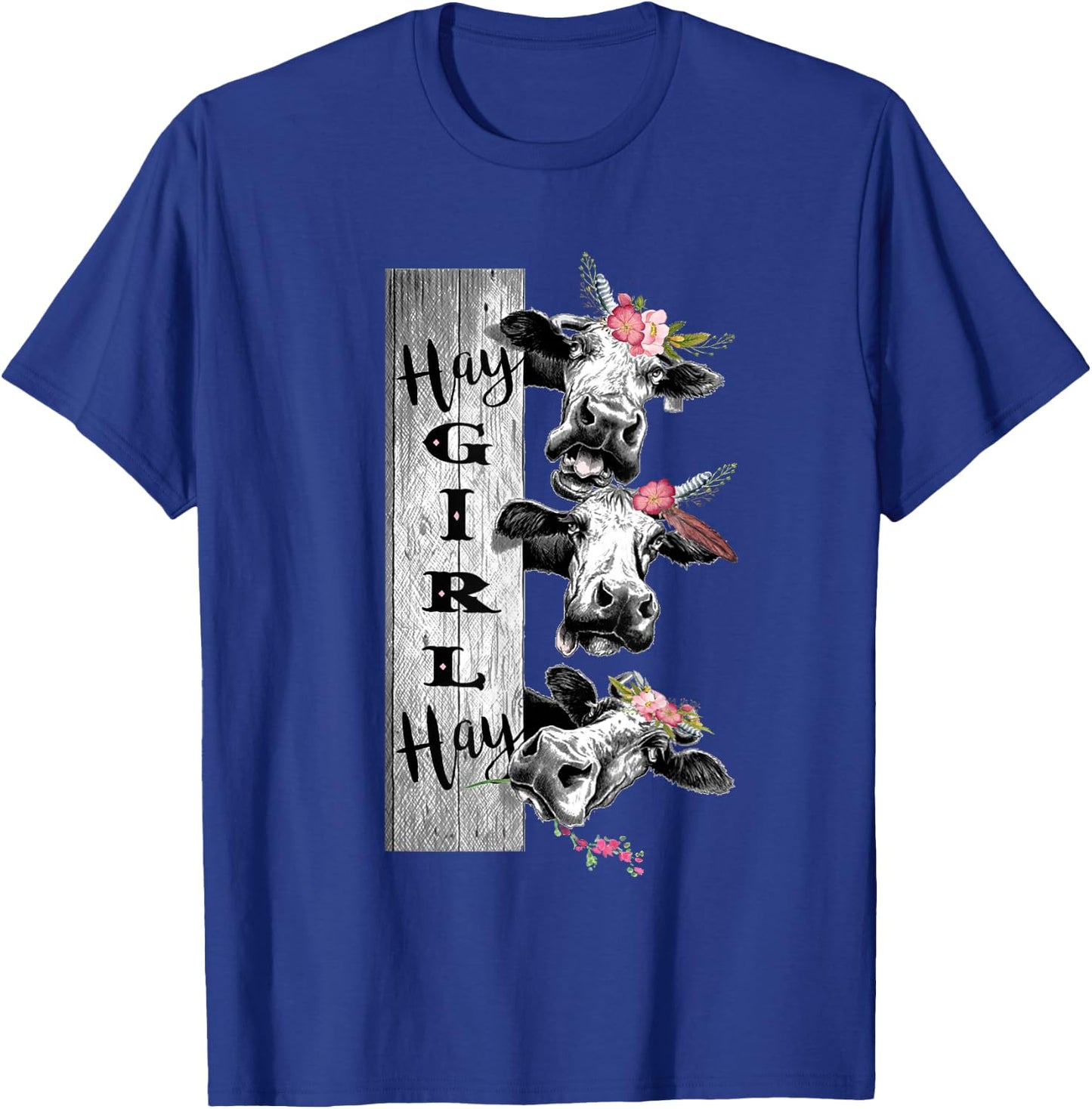 Heifer Hay Girl Hay Crazy Cow With Boho Flowers Shirt T-Shirt - T-Shirt | Royal