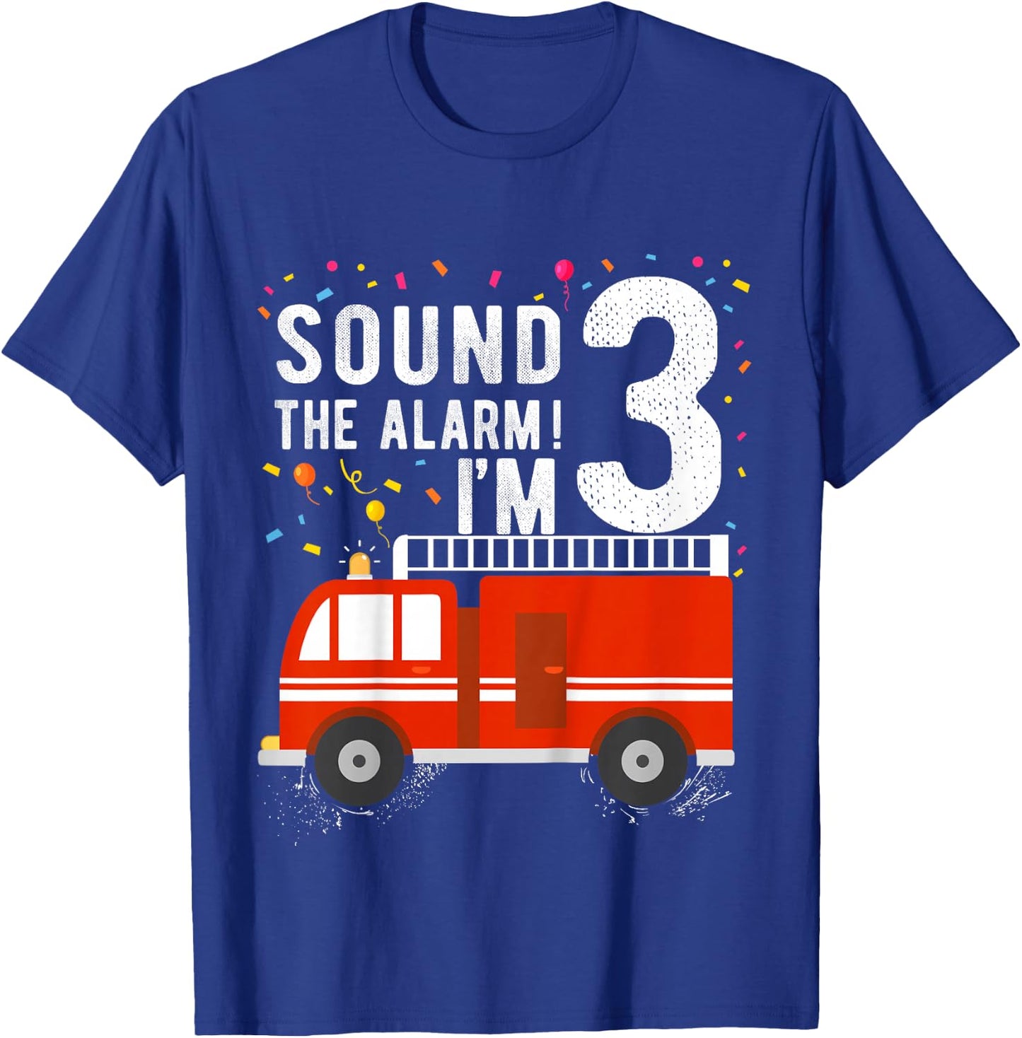 Fire Truck 3rd Birthday Boy 3 Year Old Firefighter T-Shirt - T-Shirt | Royal