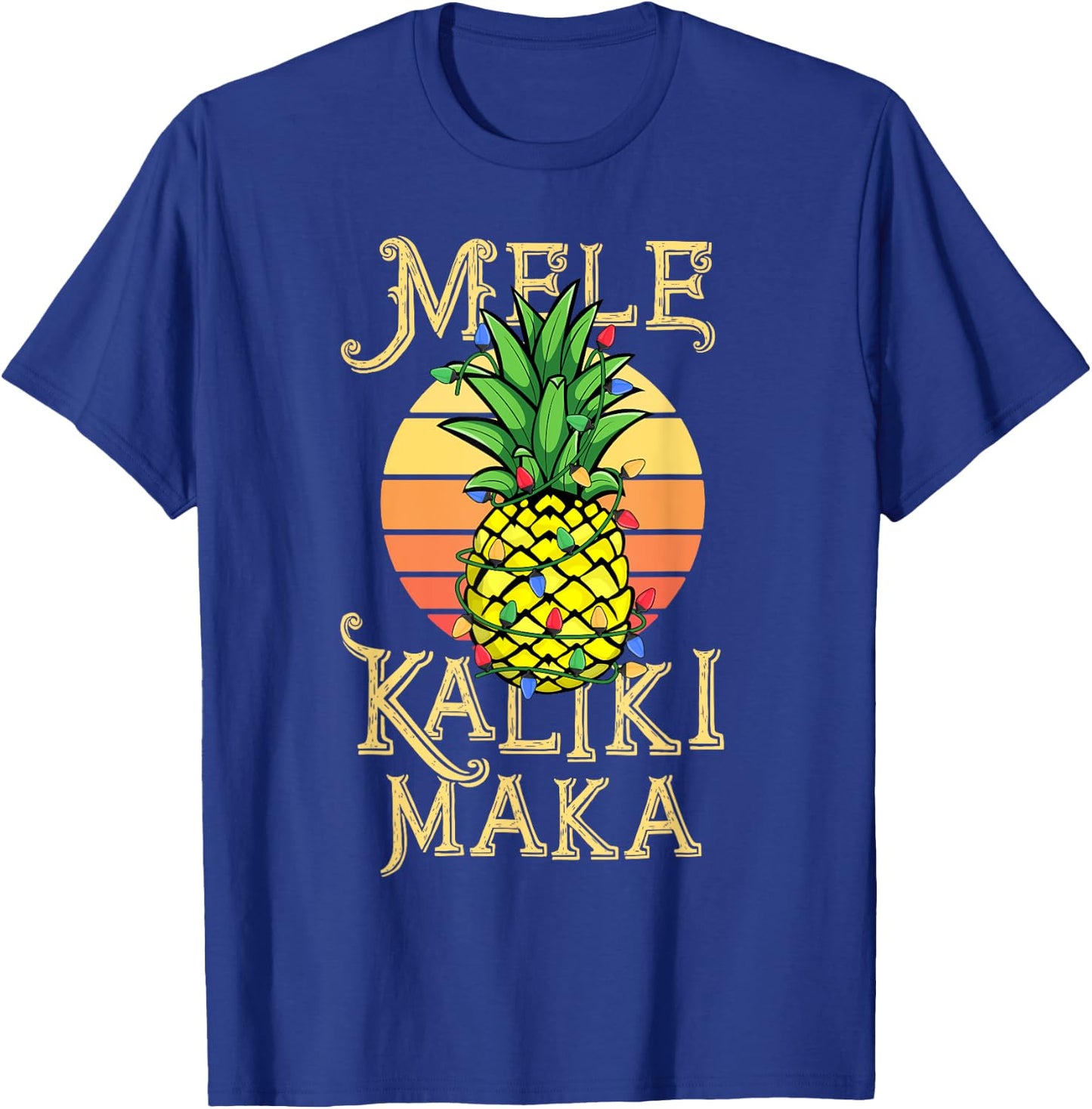 Mele Kalikimaka Hawaiian Christmas Retro Vintage Sunset T-Shirt - T-Shirt | Royal