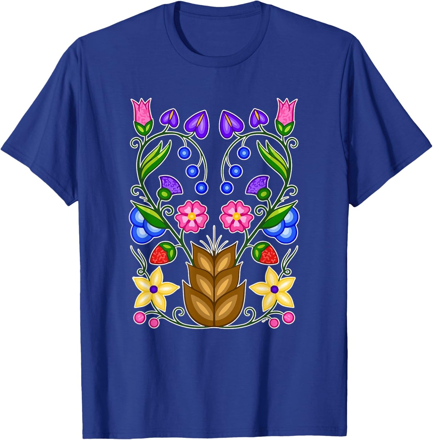 Ojibwe Floral Native American Flowers Indigenous Botanical T-Shirt - T-Shirt | Royal
