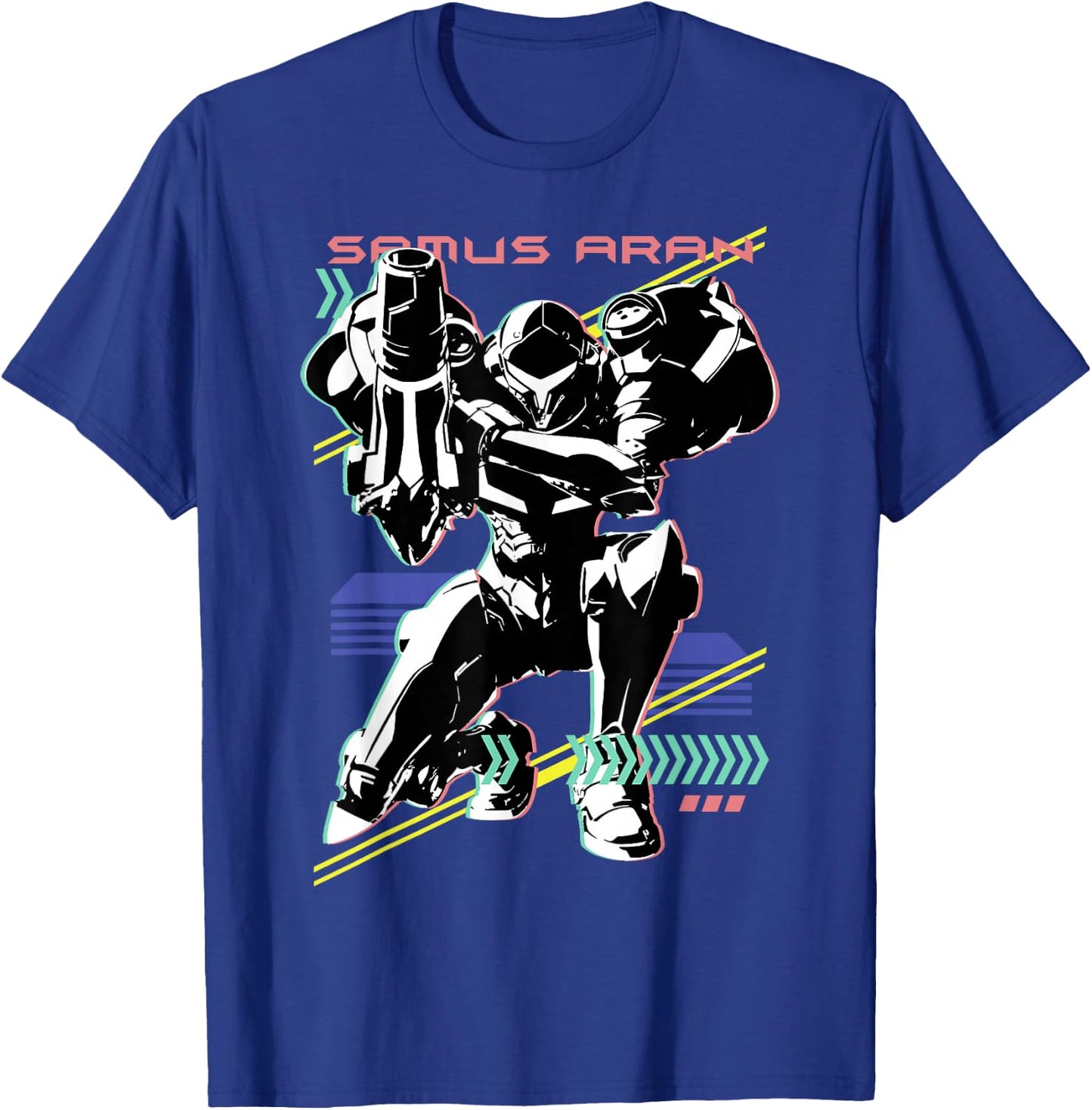 Nintendo Metroid Samus Aran Retro Neon Poster T-Shirt - T-Shirt | Royal