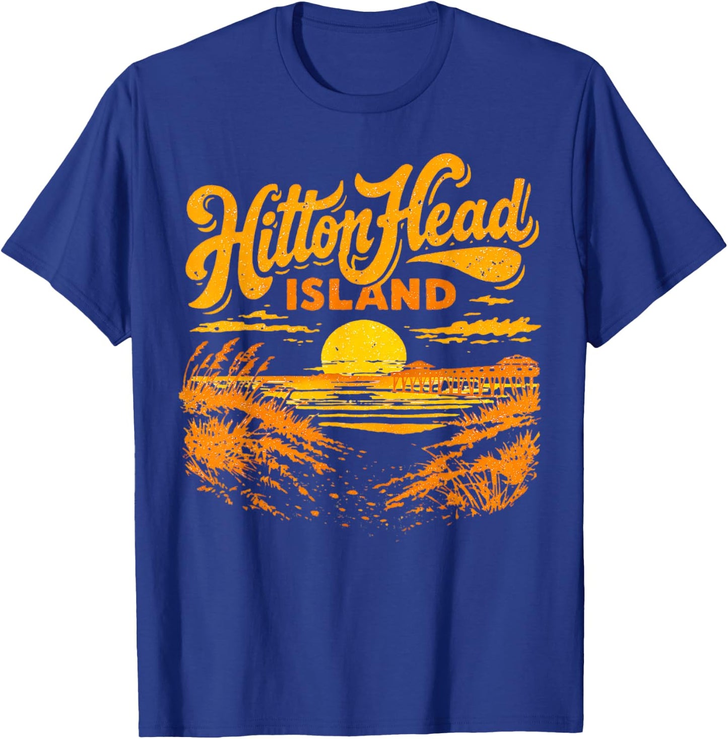 Hilton Head Island SC Beach Sunset Souvenir Vintage T-Shirt - T-Shirt | Royal