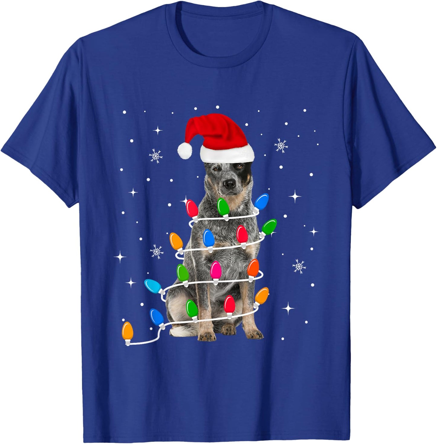 Funny Australian Cattle Dog Christmas Light Gifts Xmas T-Shirt - T-Shirt | Royal