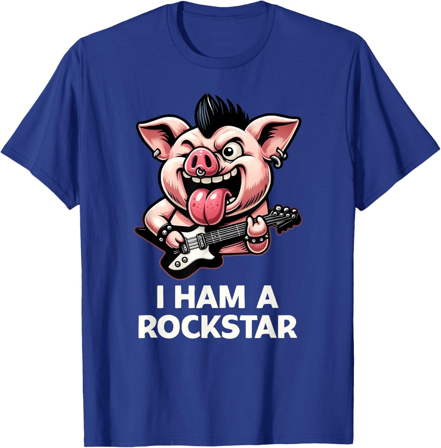 Funny I Ham A Rock Star, Ironic Cool Rock Music Pig, Band T-Shirt - T-Shirt | Royal